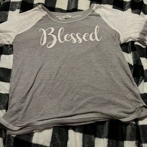 Soft t-shirt. White and grey. Medium. Maurice’s